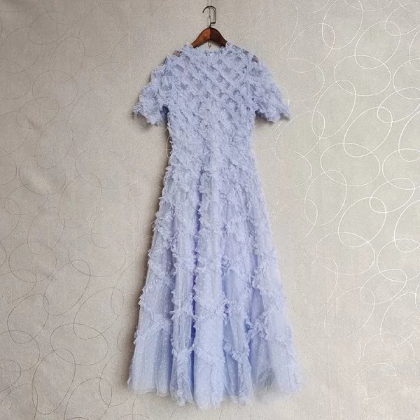 LE2544 High Quality Lace Dresses Elegant Socialite Vacation Gauze Dress Embroidery Evening Gown