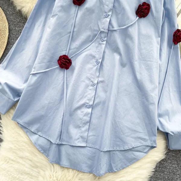 LW0505 Niche Design Sense Three-Dimensional Flower Shirt Women Loose Chic Light Luxury Blouse Tops for Women Formal