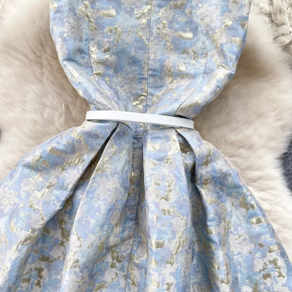 LE2456 Exquisite Gilt Jacquard Dinner Party Halter Dress Royal Sister Boutique Ladies Large Swing Long Dress Chic Banquet Robe