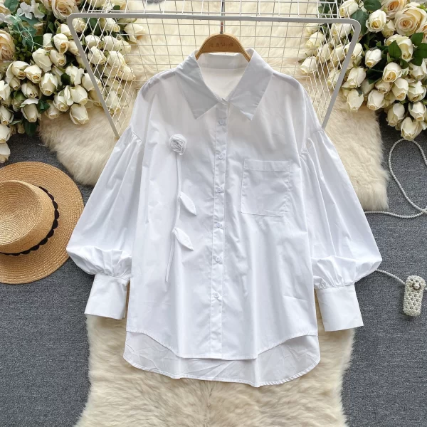 LW0515 2025 New Female Design Sense Flower Age Reduction Bubble Sleeve Early Spring to Wear a Tops for Women Formal