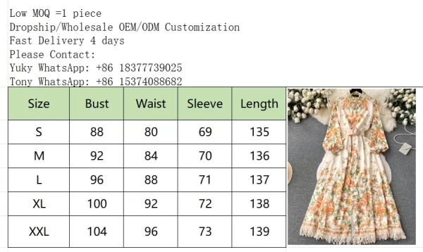 LE2469 Ethnic Style Loose Evening Gown Vintage Maxi Printed Dresses Woman Stand Collar Long Sleeve Tassels Dinner Long Dresses