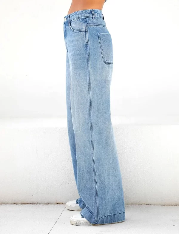 New High Waisted Loose Wide Leg Women's Jeans Trailing Jeans