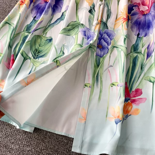 LE2561 Autumn 2025 Printed Dresses Ethnic Lantern Long Sleeve Ruffled Collar Holiday Maxi Dress Women'S Boutique Evening Gown