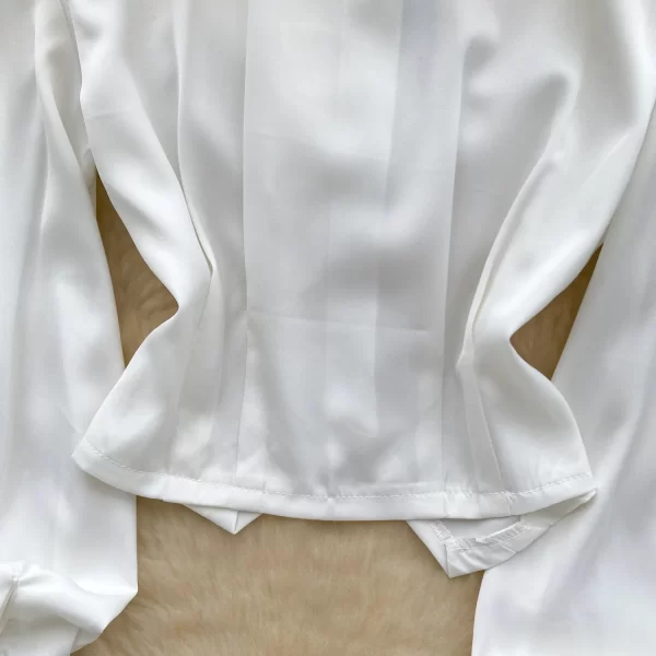 LW0371 French Top 2025 Spring Flower Waist Full Long Sleeve Single Breasted Chic Shirt Blouses Elegant Women Ladies