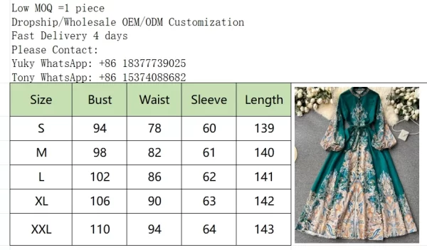 LE2467 Ethnic Style Loose Evening Gown Vintage Maxi Printed Dresses Woman O-Neck Flared Long Sleeve Dinner Long Dresses