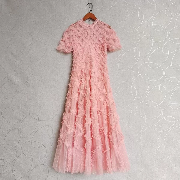 LE2544 High Quality Lace Dresses Elegant Socialite Vacation Gauze Dress Embroidery Evening Gown