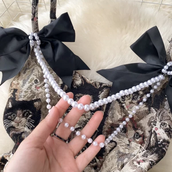 LE2507 2025 Fun Girly Bow Print Halter Dresses Women Vintage Preppy Pommel Mini Prom Dress Bar Club Short Dress