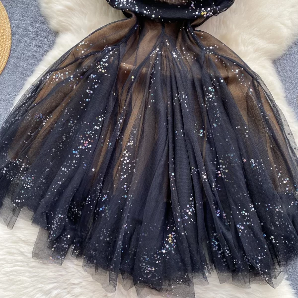 LE2506 Gentle Mini Princess Dresses Lady Delicate Pleated Mesh Short Dress Pleated Lace Prom Halter Dress Wedding Woman