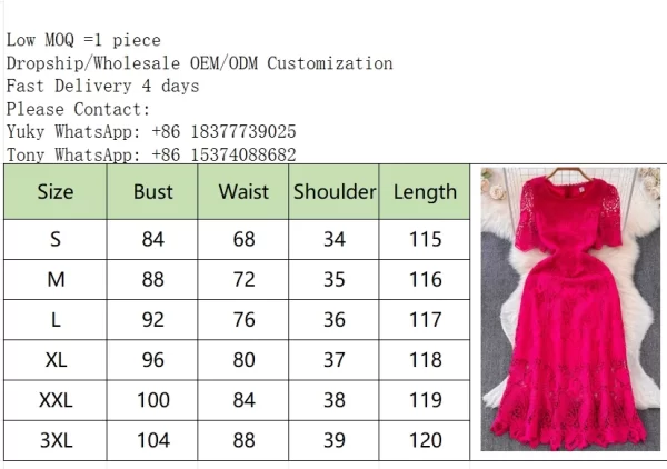 LE2433 Temperament Hollow Hook Flower Office Lady Dresses Woman Holiday Party Lace Dress Elegant Boutique Embroidery Midi Dress