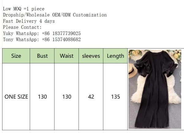 LE2470 Pleated Dresses Three-Dimensional Double Ruffled Sleeve Loose Midi Fold Dress Female Dress