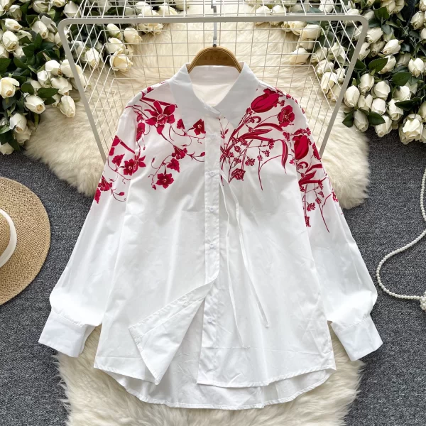 LW0359 2025 Spring New Fashion All-In-One Printed Long-Sleeved Shirt Women'S Casual Shirt Tops for Women Formal