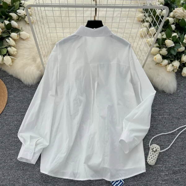 LW0364 Light Luxury Simple Senior Sense Striped Shirt Loose Irregular Tie Design Chic Blouse 2025 Spring Tops for Women Formal