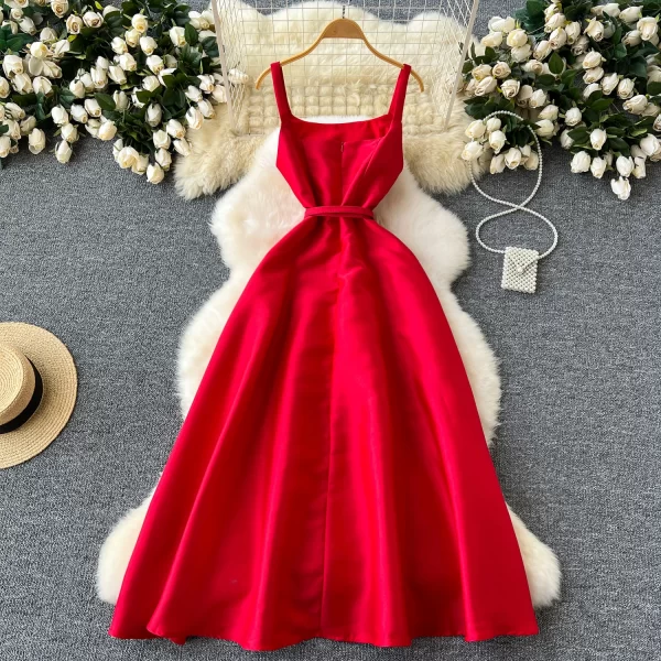 LE2448 Royal Sister Boutique Ladies Evening Gown Hepburn Formal Belted Dinner Party Halter Dress Elegant Large Swing Long Dress