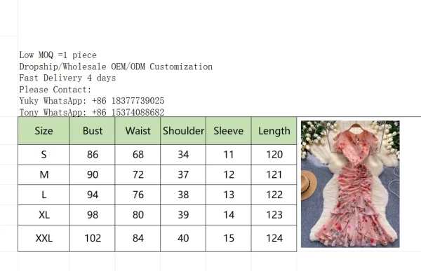LE2525 Mature Floral Print Dress Lady Elegant Irregular Chiffon Fishtail Dress Socialite Party Drawstring Ruffled Midi Dresses