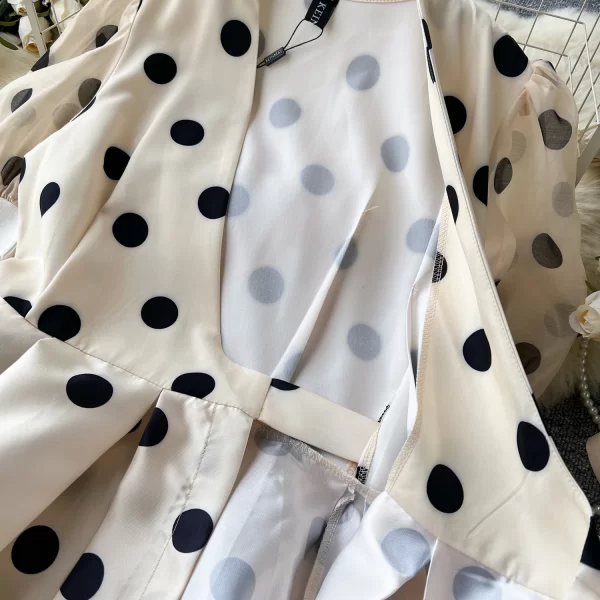 LE2452 Herben Polka Dot Long Dress Female Socialite Dinner Party Midi Dresses Autumn Luxury Ompadour French Dress Banquet Robe