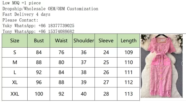 LE2466 Ladies Holiday Party Lace Dresses Women Luxury Embroidered Hollow Dinner Midi Dress Hollow Out Belted Casual Dresses