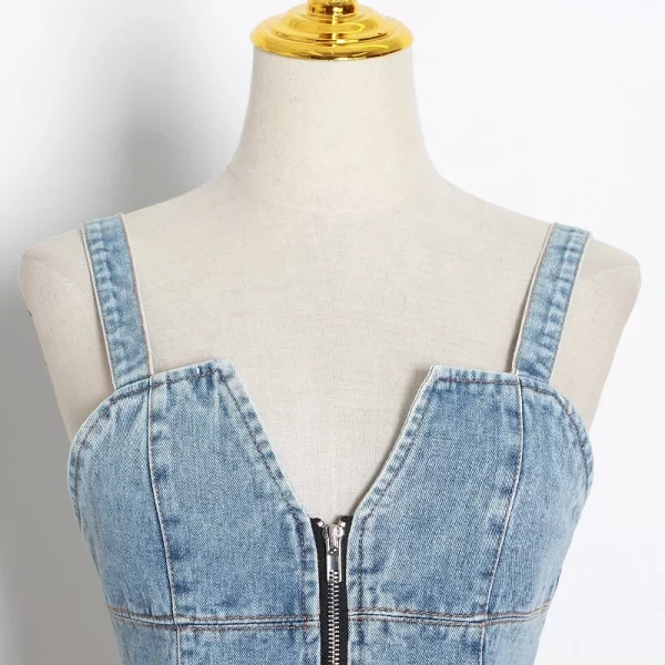 New Arrivals Luxury Casual Sexy Sleeveless Jumpsuit One Piece Jean Skirts 2xl Plus Size Vest Denim Dress Women's Skirts