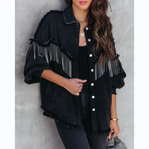 Vintage Jacket Riveted Street Fashion Single Breasted Denim Jacket Coat Fashion Denim Top