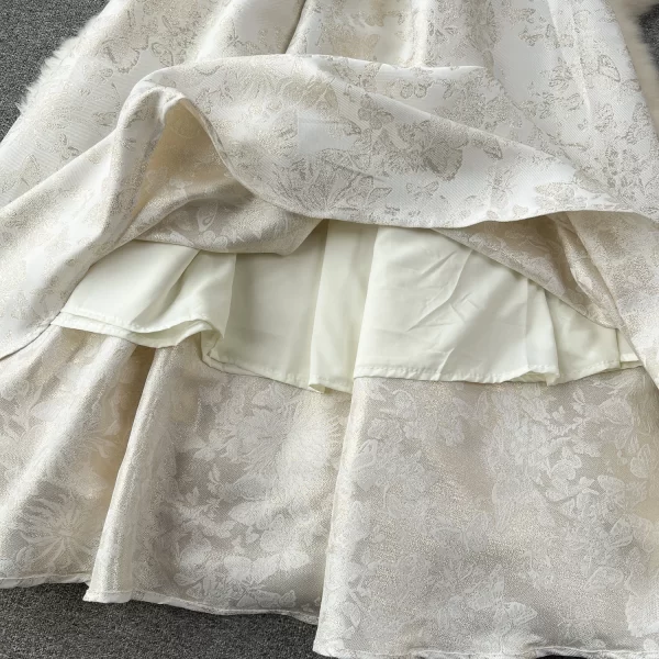 LE2450 Exquisite Gilt Jacquard Dinner Party Halter Dress Royal Sister Boutique Ladies Large Swing Long Dress Chic Banquet Robe