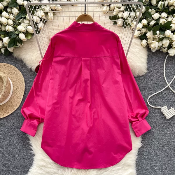 LW0505 Niche Design Sense Three-Dimensional Flower Shirt Women Loose Chic Light Luxury Blouse Tops for Women Formal