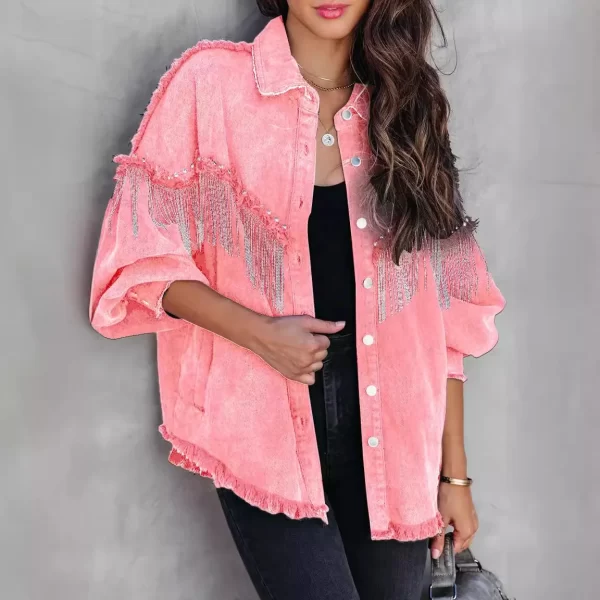 Vintage Jacket Riveted Street Fashion Single Breasted Denim Jacket Coat Fashion Denim Top
