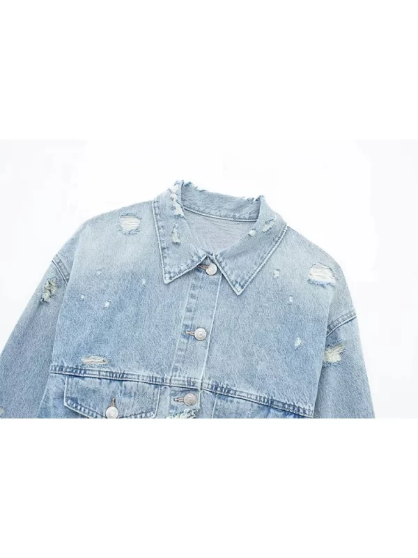 New Popular Fashion Fur Edge Vintage Denim Coat Jacket New Popular Fashion Versatile Vintage
