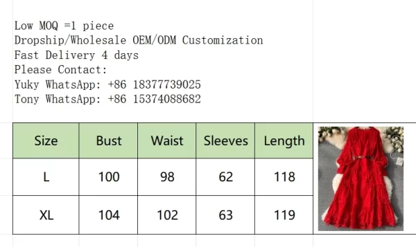 LE2516 Retro Hollow Hook Flower Dress Female O-Neck Lace Splicing Slim-Fit Long Sleeve Puffed Sleeve Dresses Commuting Lady Gown
