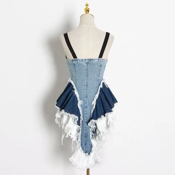 New Arrivals Luxury Casual Sexy Sleeveless Jumpsuit One Piece Jean Skirts 2xl Plus Size Vest Denim Dress Women's Skirts