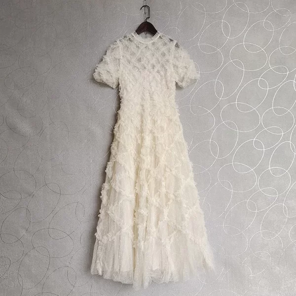 LE2544 High Quality Lace Dresses Elegant Socialite Vacation Gauze Dress Embroidery Evening Gown