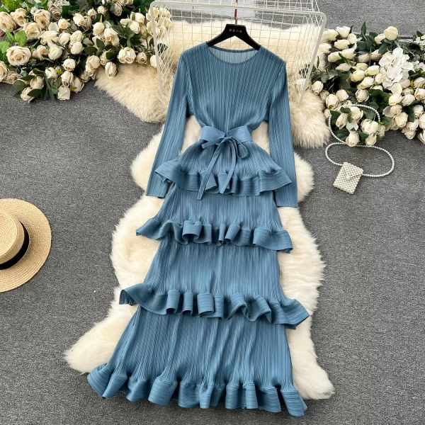 LE2511 2025 Senior Sense Banquet Dress Woman Pleated Cake Dresses Lady Boutique Robe Socialite Holiday Layered Hemlines Dress
