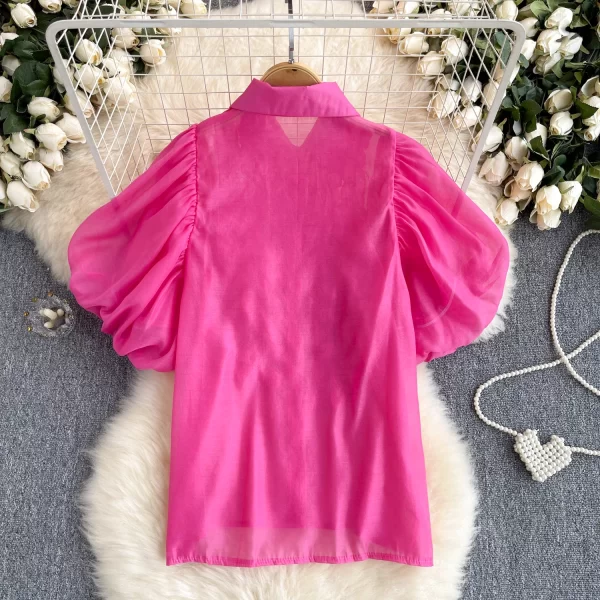 LW0513 Blouses Elegant Women Shirt for Women Sweet Fungus Lace Patchwork Niche Retro Perspective Chic Top