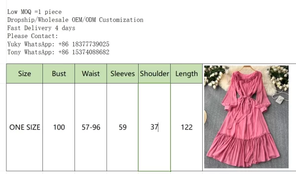 LE2499 Romantic Chiffon Midi Casual Dress Lady Elegant Three-Dimensional Flower Lantern Long Sleeve Evening Rob Ruffled Dresses
