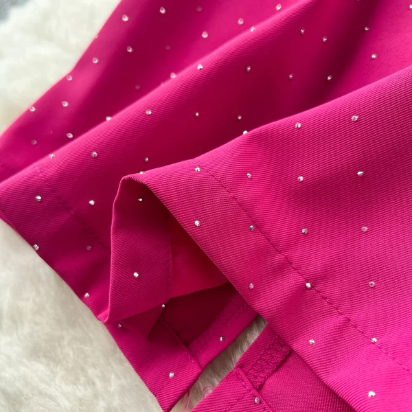 LE2453 Runway Ironing Drill Long Dress Socialite Mesh Puffed Sleeves Square Collar Banquet Robe Elegant Midi Dresses for Women