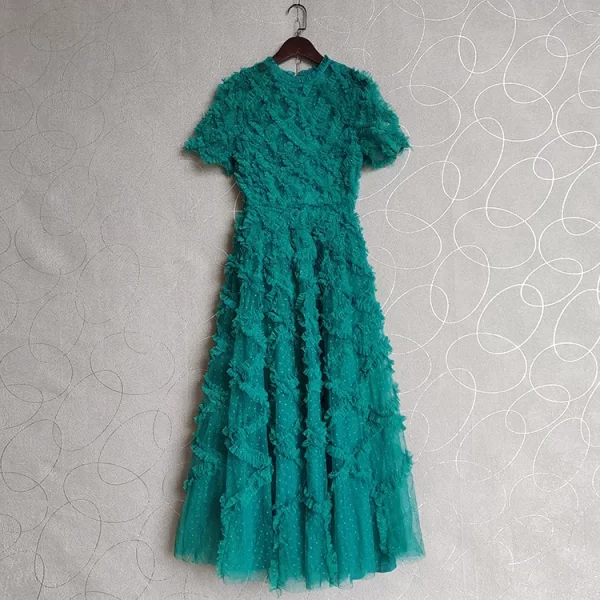 LE2544 High Quality Lace Dresses Elegant Socialite Vacation Gauze Dress Embroidery Evening Gown