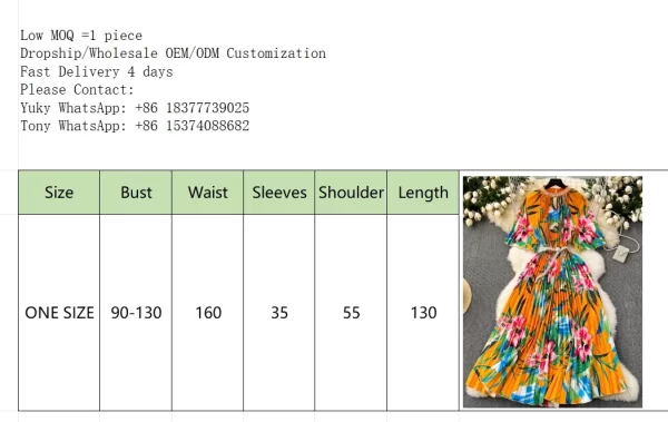 LE2523 Loose Maxi Floral Print Dress Woman Hollow Diamond-Bordered Belted Large Size Pleated Evening Dress Socialite Party Robe