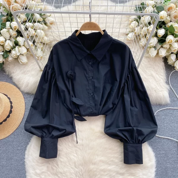 LW0515 2025 New Female Design Sense Flower Age Reduction Bubble Sleeve Early Spring to Wear a Tops for Women Formal