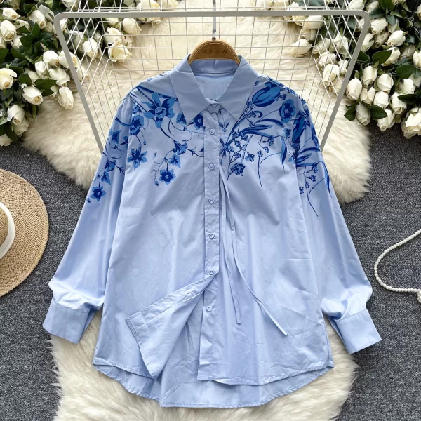 LW0359 2025 Spring New Fashion All-In-One Printed Long-Sleeved Shirt Women'S Casual Shirt Tops for Women Formal
