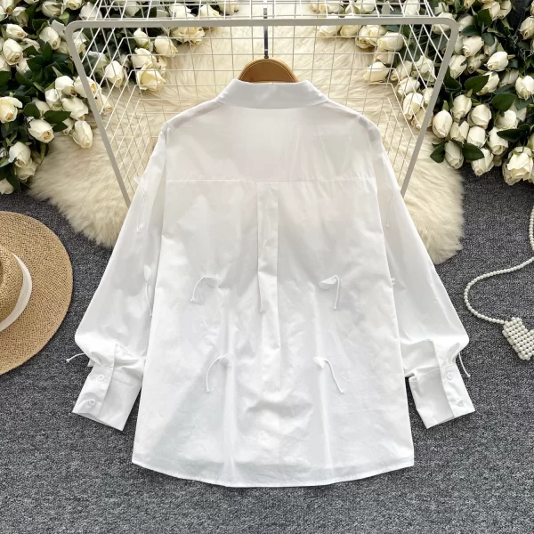 LW0361 Blouses Elegant Women Three-Dimensional Lace Fringe Loose Long-Sleeved White Shirt Woman Blouses Elegant Women Ladies