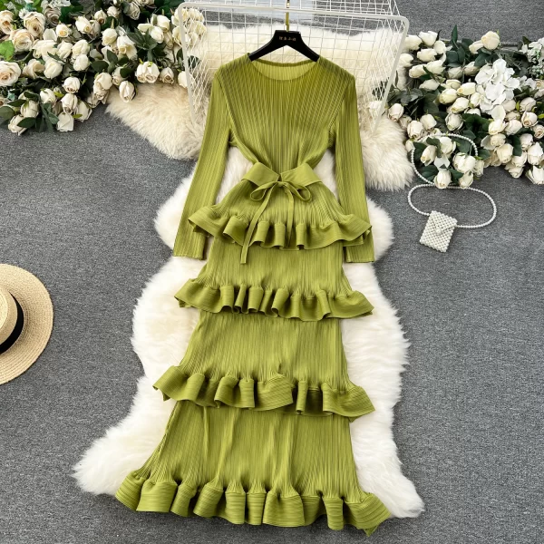LE2511 2025 Senior Sense Banquet Dress Woman Pleated Cake Dresses Lady Boutique Robe Socialite Holiday Layered Hemlines Dress