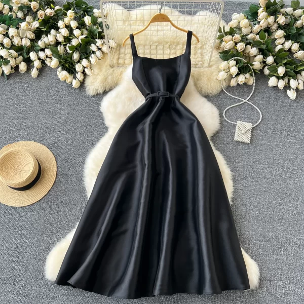 LE2448 Royal Sister Boutique Ladies Evening Gown Hepburn Formal Belted Dinner Party Halter Dress Elegant Large Swing Long Dress