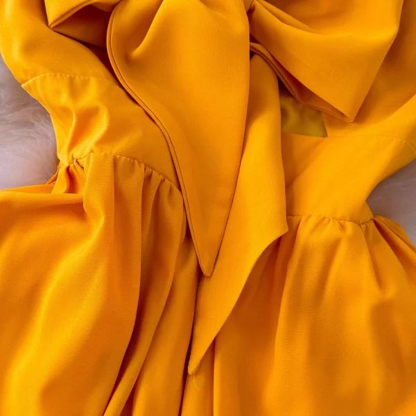 LE2431 Summer Bow Tie Halter Dress Woman Seaside 2025 Niche Holiday Beach Long Fairy A-Line Midi Dresses Yellow Evening Gown