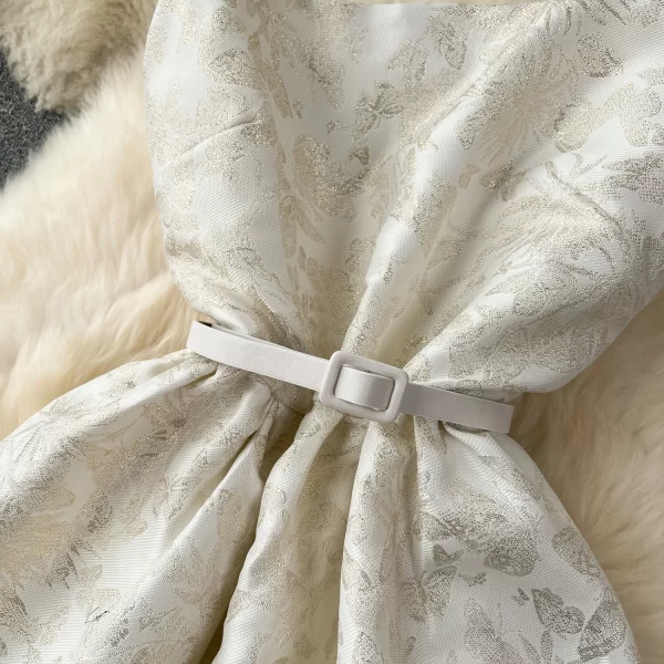 LE2450 Exquisite Gilt Jacquard Dinner Party Halter Dress Royal Sister Boutique Ladies Large Swing Long Dress Chic Banquet Robe
