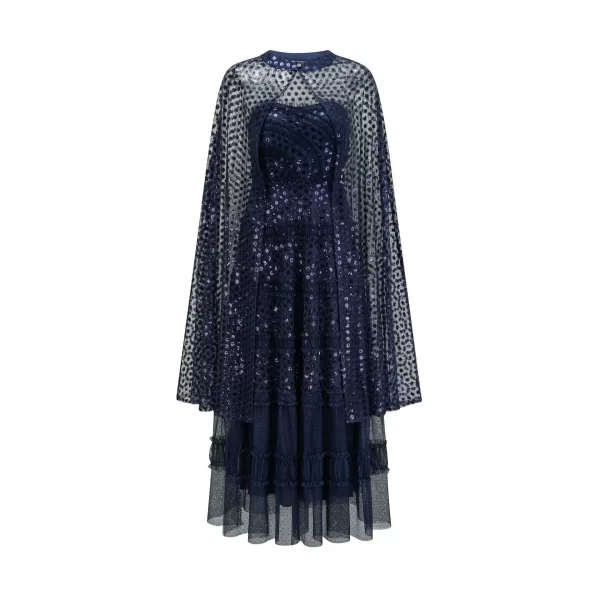 LE2546 High Quality Mesh Dresses Women Luxury Heavy Embroidery Sequin Maxi Lace Dresses Ocialite Holiday Long Evening Gown