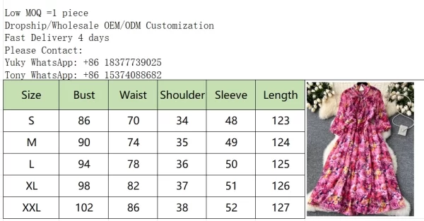 LE2441 2025 Women'S Boutique Chiffon Dresses Elegant Floral Printed Dress Office Ladies Holiday Socialite Party Flowing Robe