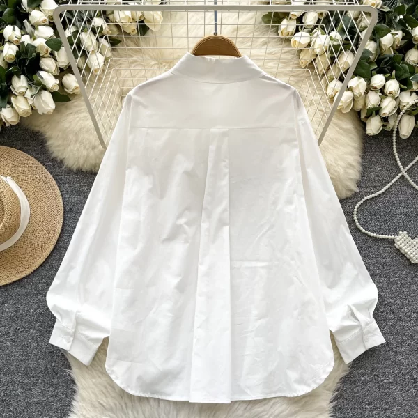 LW0591 Spring Day Shirt 2025 New Diamond-Encrusted Three-Dimensional Flower Single Breasted Shirts for Women Tops