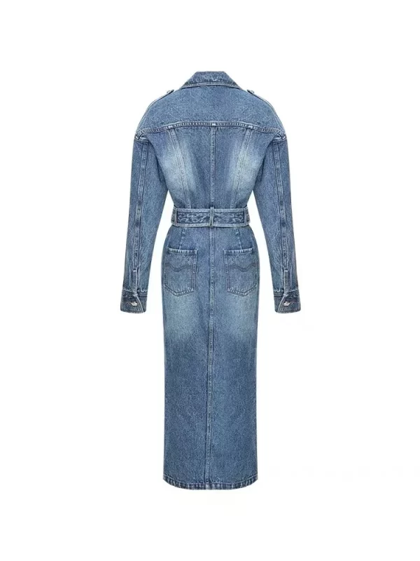 New French Sweet Spicy Wind Lively Ageing Leisure Blue Waisted Denim Jacket Skirt Two Pieces
