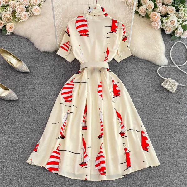 LE2559 Autumn 2025 Holiday Casual Dresses Woman Sailor Collar Office Ladies Elegant Midi Dress Women'S Boutique Female Dress