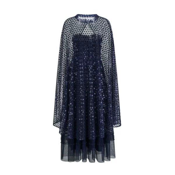 LE2546 High Quality Mesh Dresses Women Luxury Heavy Embroidery Sequin Maxi Lace Dresses Ocialite Holiday Long Evening Gown