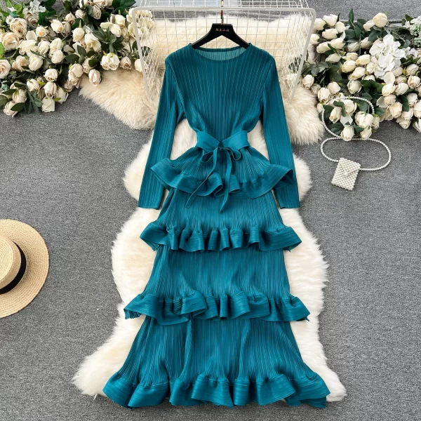 LE2511 2025 Senior Sense Banquet Dress Woman Pleated Cake Dresses Lady Boutique Robe Socialite Holiday Layered Hemlines Dress