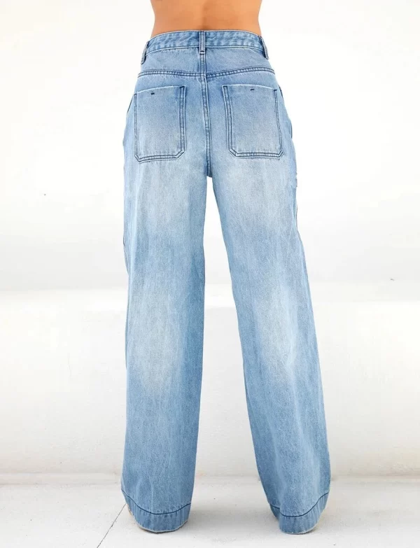 New High Waisted Loose Wide Leg Women's Jeans Trailing Jeans